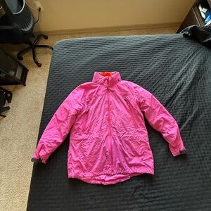 Lands' End Bright Pink Waterproof Kids' Raincoat with Hood
